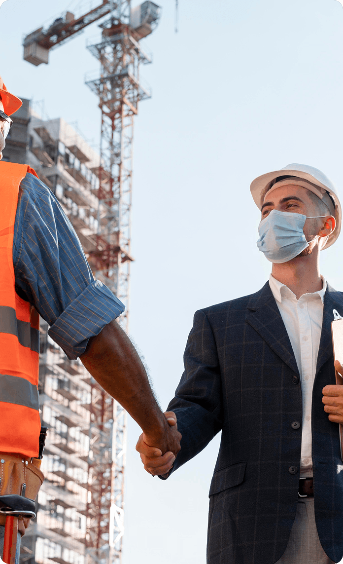 Engineers shaking hands